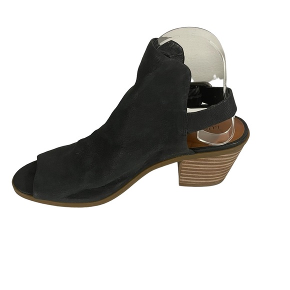 Lucky Brand Bray Black Leather Open Toe Sling Back Shoe Bootie Sz 6.5 - Picture 2 of 9